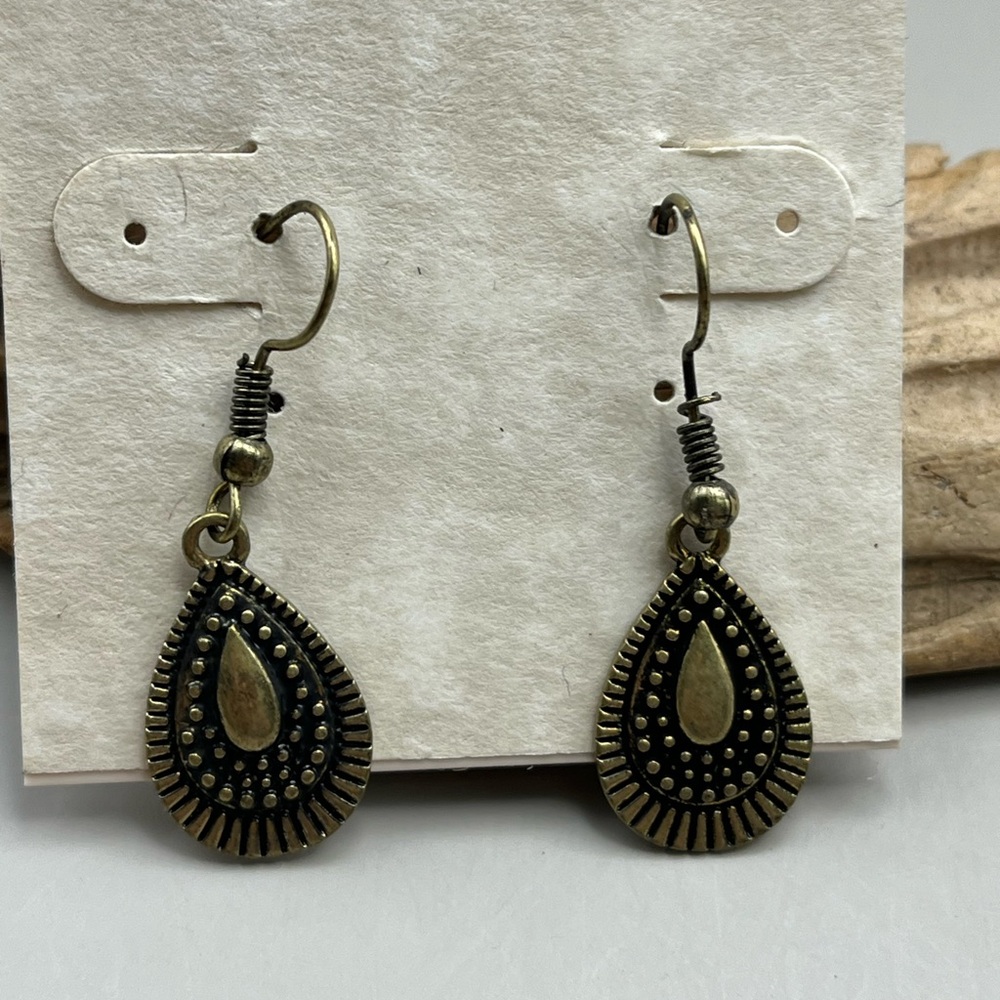 Elegant Brass Teardrop Earrings